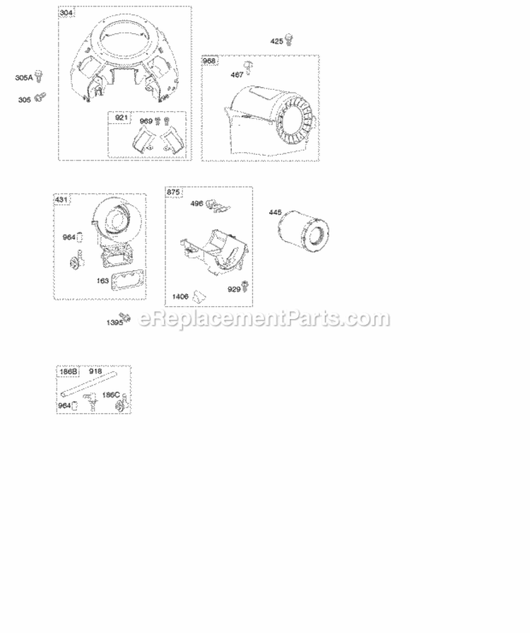 Blower Housing Air Cleaner Diagram and Parts List for 49M977-0119-G5  Briggs and Stratton Engine